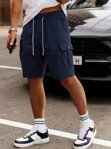 Summer Fashion Shorts, Elastic Waist Drawstring, Pockets Men's Casual Workwear Shorts, Daily Outdoor Sports Hiking Versatile Item