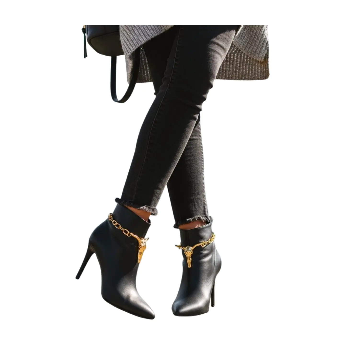 NEW Women's 2PCS Gold Metal Boot Chain Bracelet & Shoe Anklet Set with Long Horn Bull Charm Texas Cowgirl Fashion Jewelry BC33