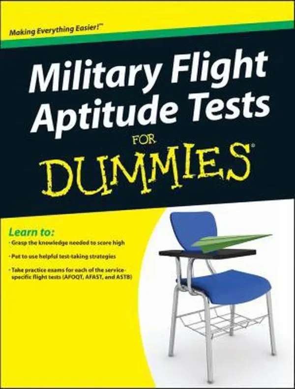 Used Good Condition Military Flight Aptitude Tests For Dummies Soft Cover Paperback - Terry J. Hawn, 2013 Edition, 432 Pages, English Practice Exams with Instruction for Aviation Officers