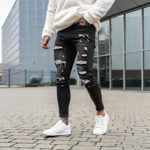 GINGTTO Men's Skinny Jeans Ripped Stretch Tapered Leg Fashion Comfort Distressed Denim Pants