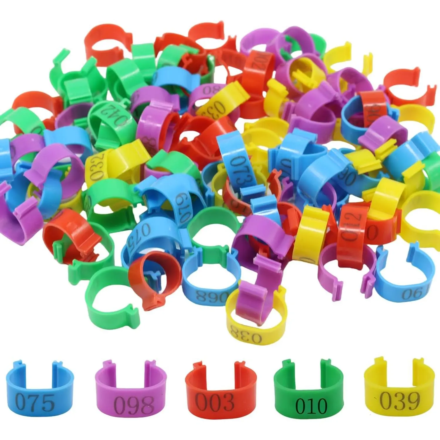 Bands for Chicken, 100 count Numbered 16mm Chicken  Rings Duck  Bands, Poultry  Bands Clip on  Bands for Chicken, Hens, Ducks Guinea Goose Gamefowl Turkey (16mm - 100 count)