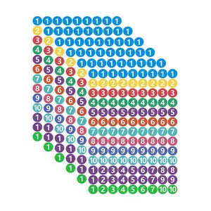 6 Sheets 1 to 10 Consecutive Number Stickers Adhesive Small Number Stickers Round Colored Number Stickers/Labels for Indoor Outdoor, Storage Organizing, Toolbox, Locker