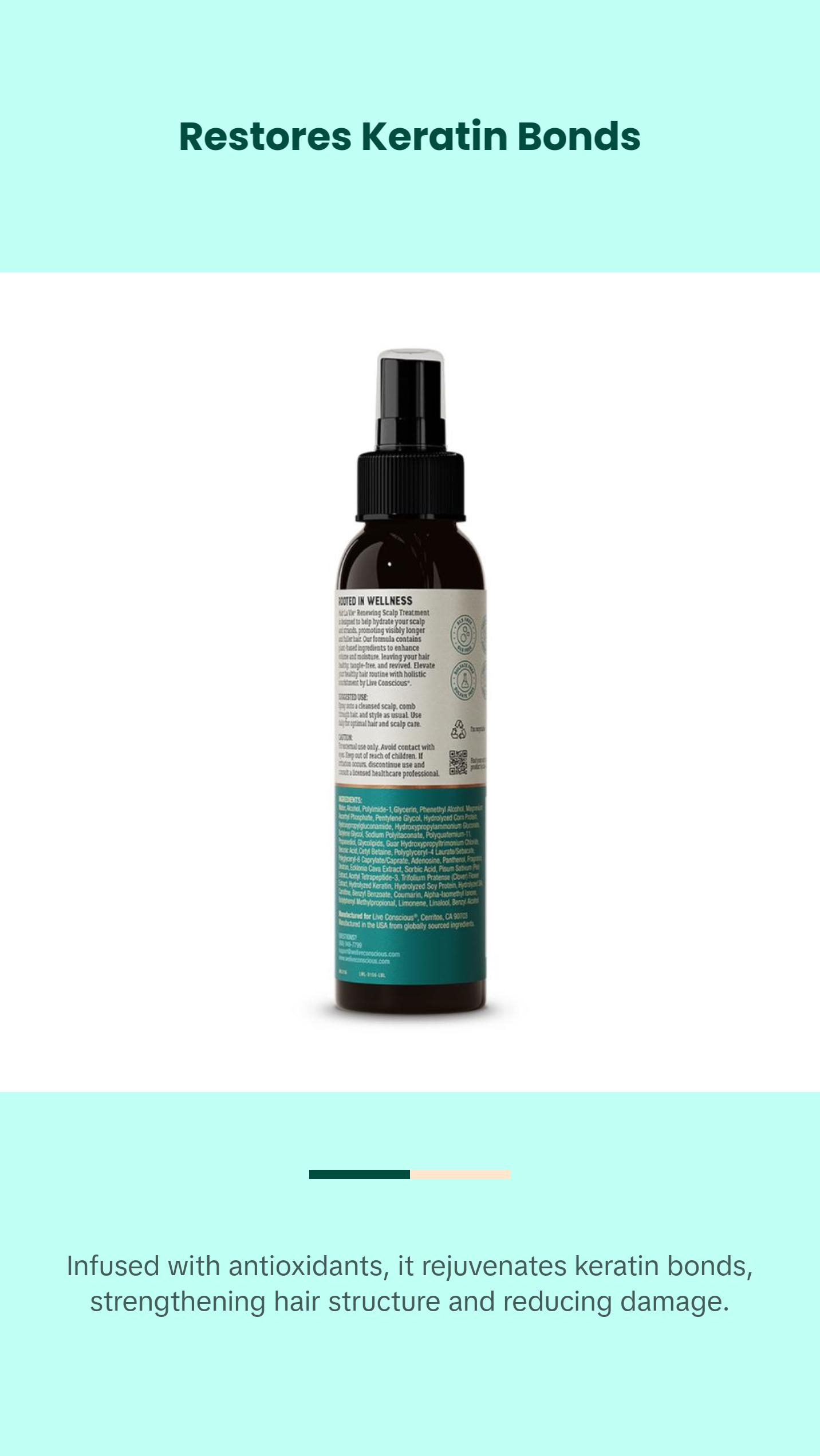 Live Conscious Hair La Vie Renewing Scalp Treatment - Hair Thickening Spray & Scalp Treatment - Lightweight Formula - Add Volume to Hair & Soothe Scalp for Hair Growth