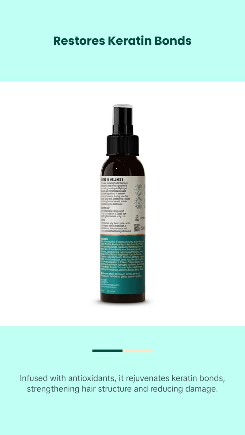 Live Conscious Hair La Vie Renewing Scalp Treatment - Hair Thickening Spray & Scalp Treatment - Lightweight Formula - Add Volume to Hair & Soothe Scalp for Hair Growth