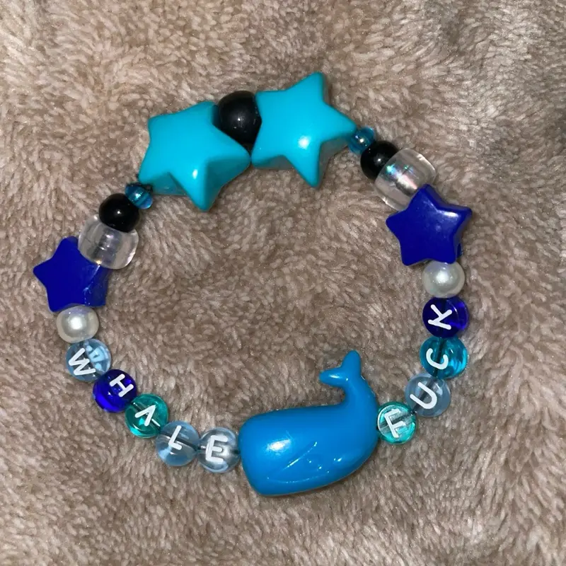 whale f*ck blue and black kandi single bracelet