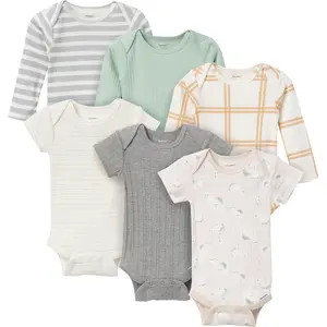 Onesies® Baby Neutral 6-Pack Onesies - Soft Cotton Bodysuits with Lap Shoulder Necklines & Bottom Snap Enclosures for Easy Diaper Changes