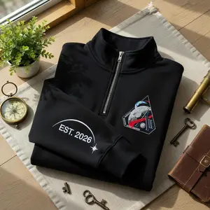 Embroidered Artemis 2 Mission Logo Quarter Zip Sweatshirt – Pullover Shirts | Retrun To The Moon