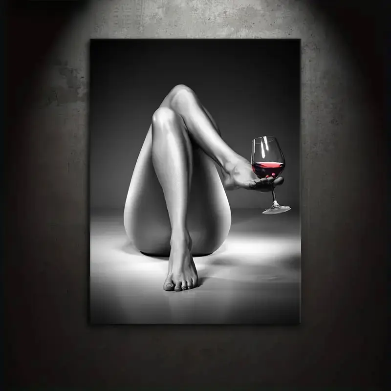 1 piece/set canvas painting print poster, classic realistic art, sensual woman red wine, Art work for wall decor, suitable for the perfect gift for body photography enthusiasts, ideal gift for bedroom, living room, corridor