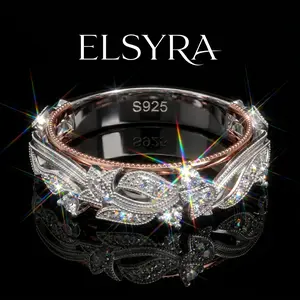 S925 Sterling Silver Ring With Openwork Ring for Women,Rose Golden Round Engagement Ring White band, Anniversary Promise Rings wedding,Design Unisex Jewelry, Suitable for Everyday Wear Gift for Birthday or Mother's Day