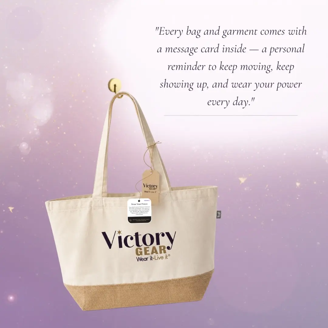 Victory Gear Tote Bag - Cotton Tote with a Personal Message. - Perfect for Daily Use - Wear & Live It - Ideal for Everyday Carry