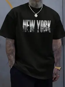 Men'S Short Sleeve T-Shirt Featuring a New York Letter Print, Perfect for Outdoor Casual Wear.This Graphic Tee Has a Round Neck And Is Stylish for Everyday Use And Vacations.[Cool Design] Trendy Street Style Women'S Tee Made from Comfortable