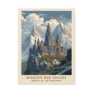 Fourth Wing Shield & Dragons Unframed Poster - Basgiath War College Crest Art Print - Modern Fantasy Library Decor - Empyrean Series Wall Art