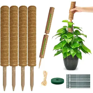 Moss Pole Monstera  Support: 4 Pack 16 inch Stackable Coco Coir Moss Totem Stake Tall  Rod Stand Grow Stick Moss Holder for House Live ,Indoor Climbing Potted,Vine,Pothos,Philodendron