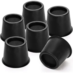 6 Pack Round Bed Risers, 4 Inch Furniture Raising Blocks, Black Lifts with Non-Slip Foam Pads, Heavy Duty Dorm Bed Frame Extenders for Desk Chair, Table Legs, Sofa Couch