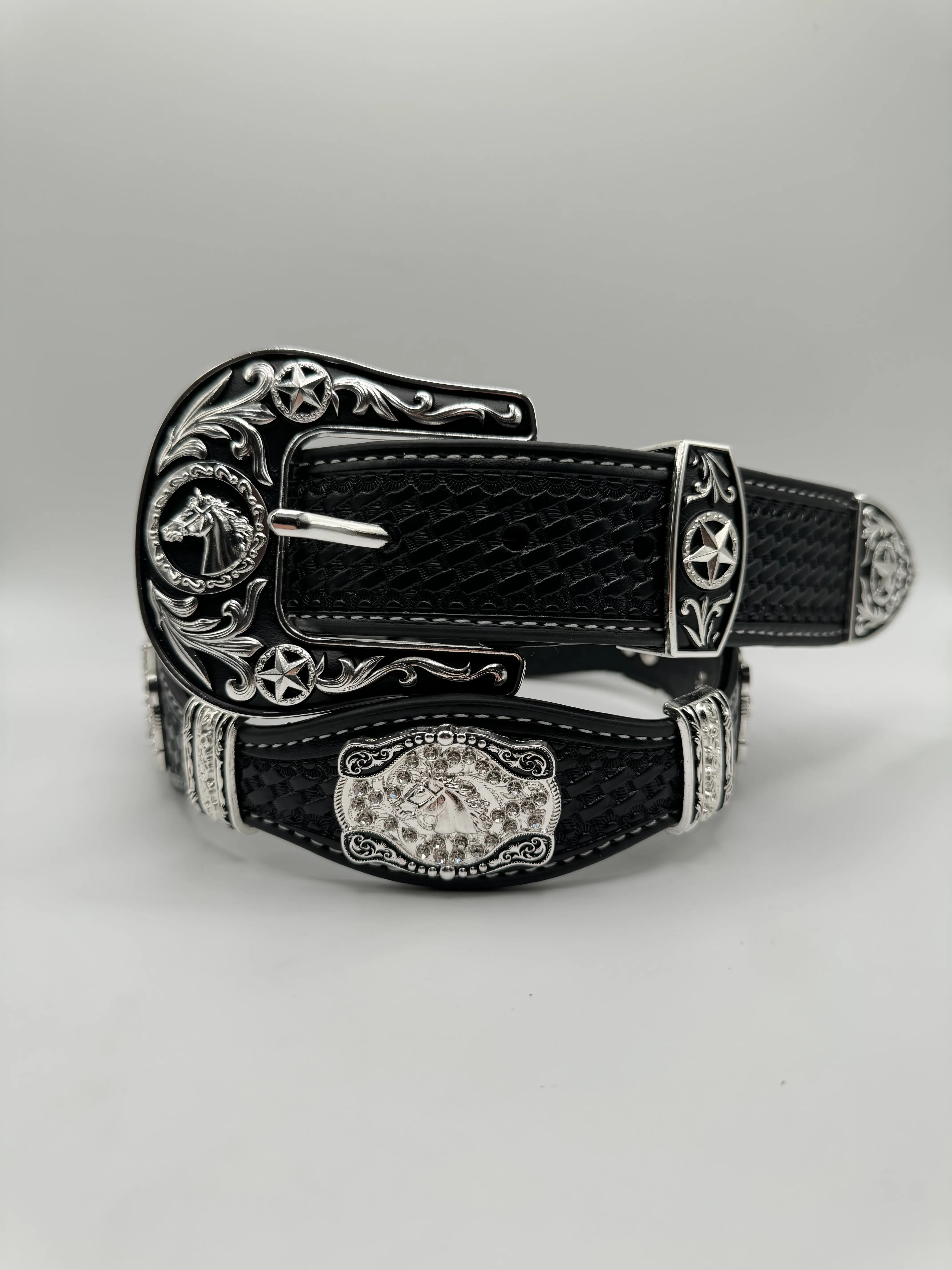 Belt- Stallion Concho - Black Belt- Stallion Concho - Black