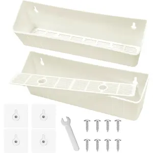 Upgraded 11" Tip-Out Plastic Sink Tray with 8 Mounting Screws & 4 Adhesive Screws for Kitchen Sink Bathroom Base Cabinets, Large Pullout Vanity Shelf Home Organizer