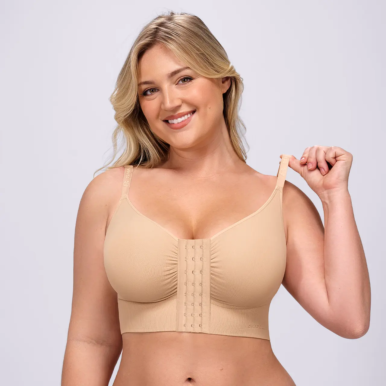 SHAPELLX Front-Closure Seamless Push-Up Bra Top for Women Fit