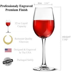 Personalized Professionally Engraved Premium Finish Stemmed Glass - 12 oz Liquid Capacity, Restaurant Quality Glassware, Designed & Engraved in the USA - Drink