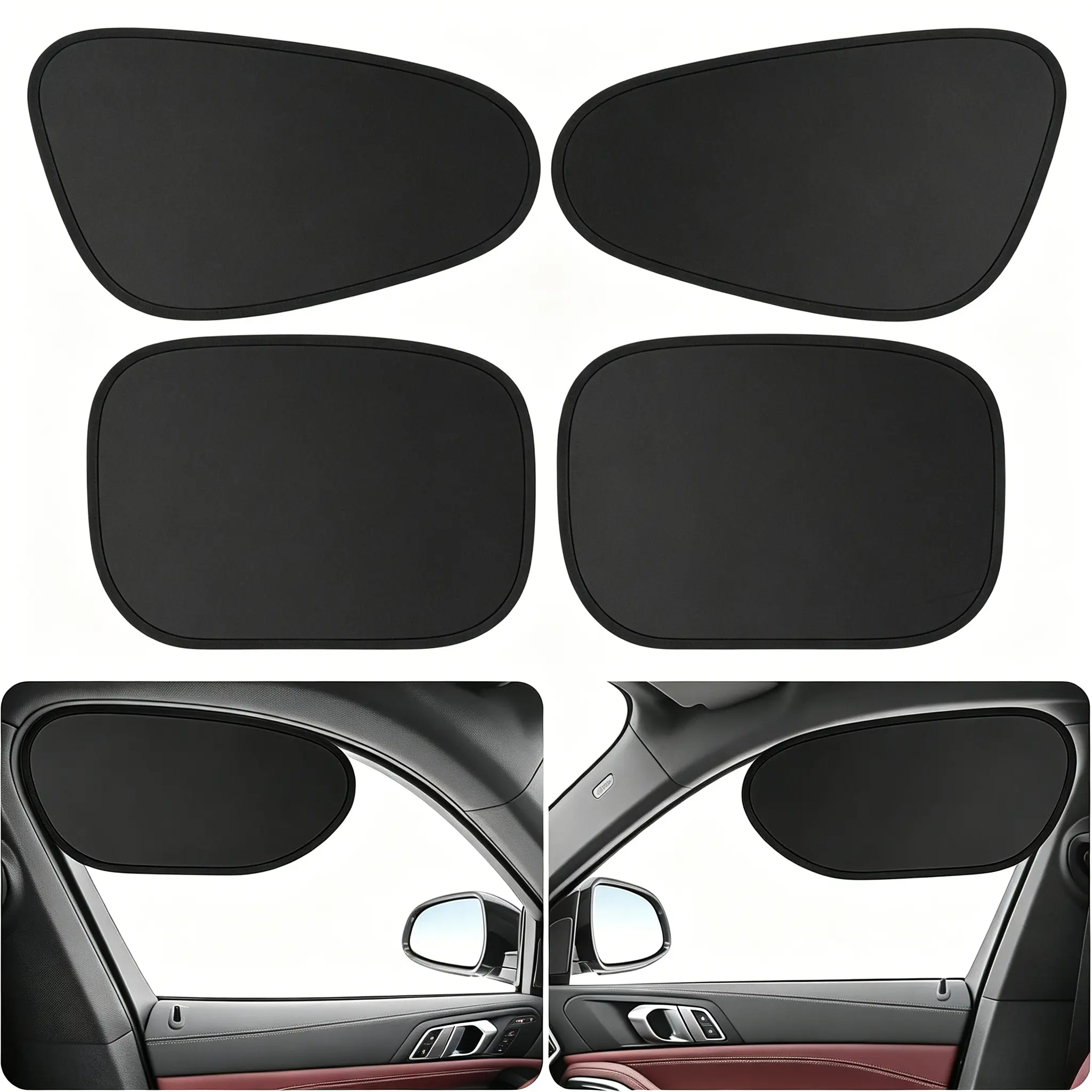 4Pcs Car Side Window Sunshads Keeps Car Interior Cooler, Shading and UV Blocking, Privacy Protects for All Models, Reuseable Washable Sun Shade, Car Accessories