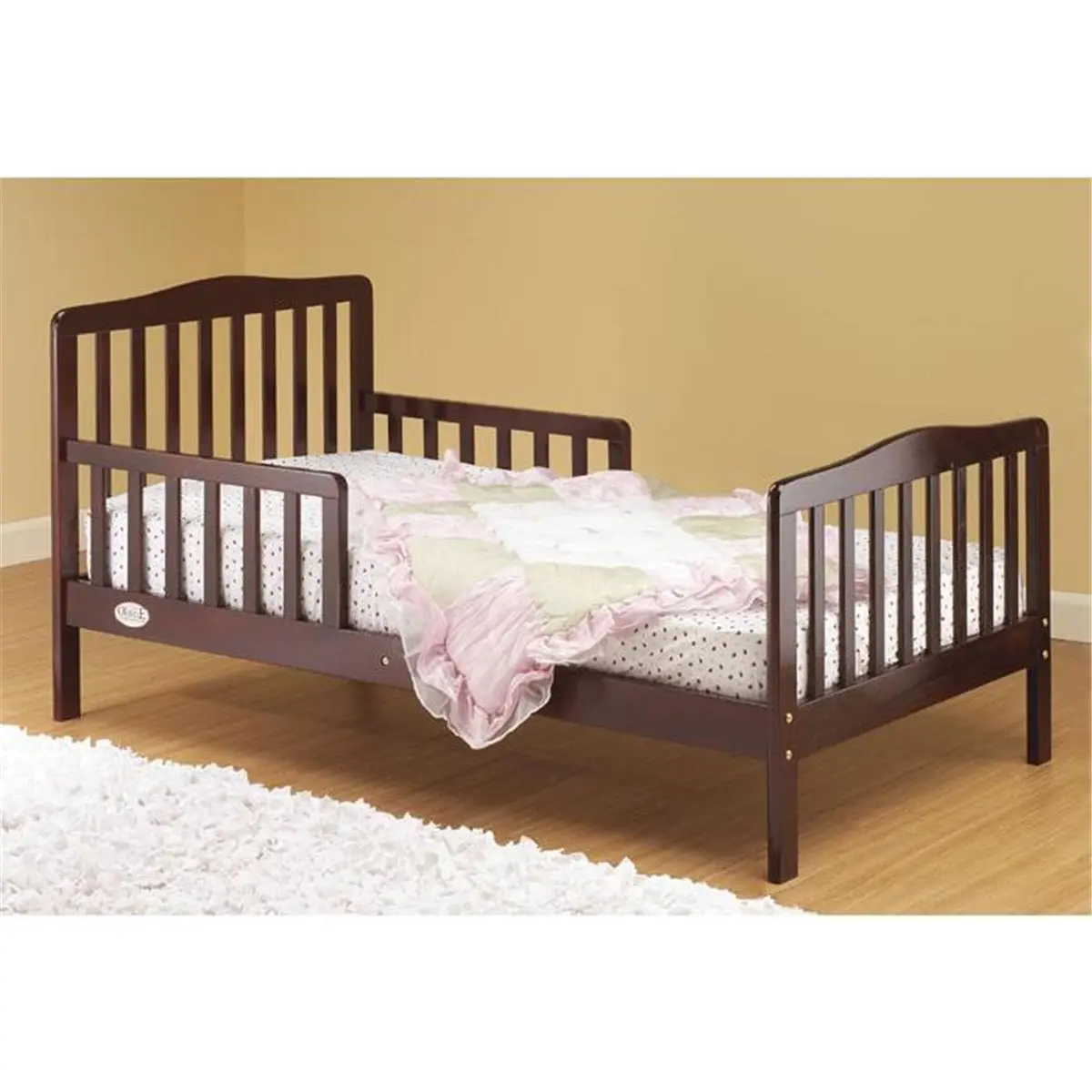 Orbelle Trading Cherry Toddler Bed Frame - Right Height Kids Furniture Bedroom Piece, Child Sized Bed for 2-5 Years Indoor Use