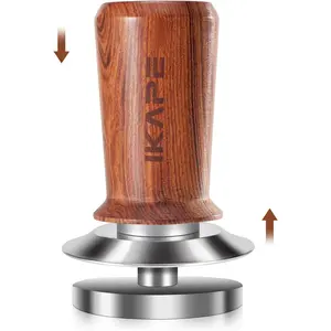 58.35mm Espresso Coffee Tamper, Spring- Calibrated Tamper with  Stainless Steel, Newly Upgraded Walnut Tamper Compatible with Over 58MM Espresso Machine Bottomless Portafilter