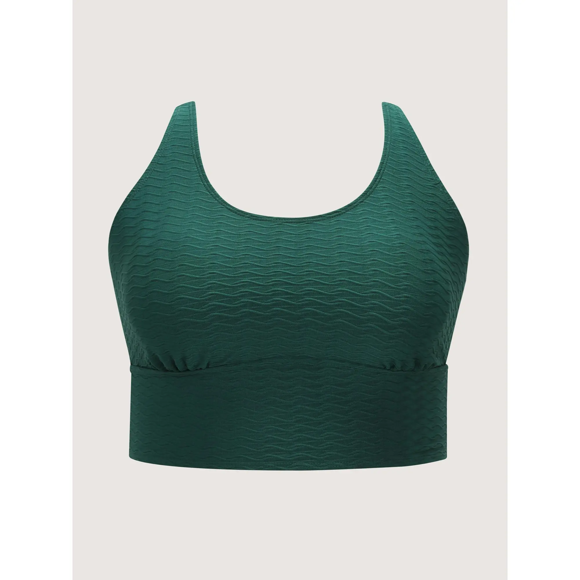 【Tops Only】BLOOMCHIC Plus Size Textured Triangular Waist Tankini Swim Top,M-6X Sizes,Swimweek Essential,Tankini With Shorts