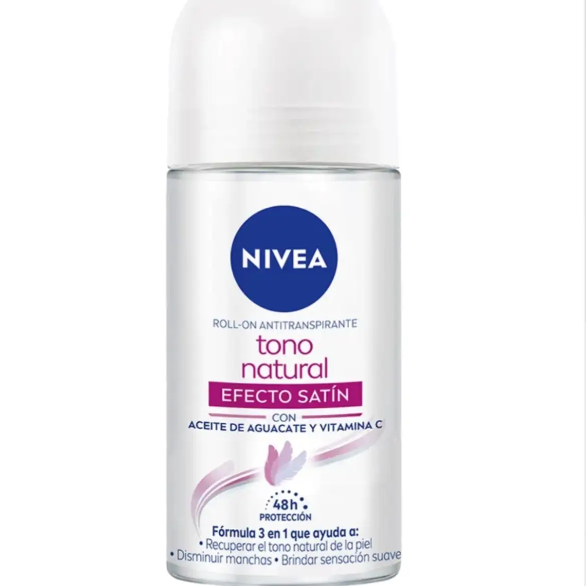 NIVEA Tono Natural Roll-on Deodorant EFECTO SATIN with Vitamin C & Avocado Oil - Gentle Antiperspirant for 48h Protection & Natural Tone Recovery - 2o