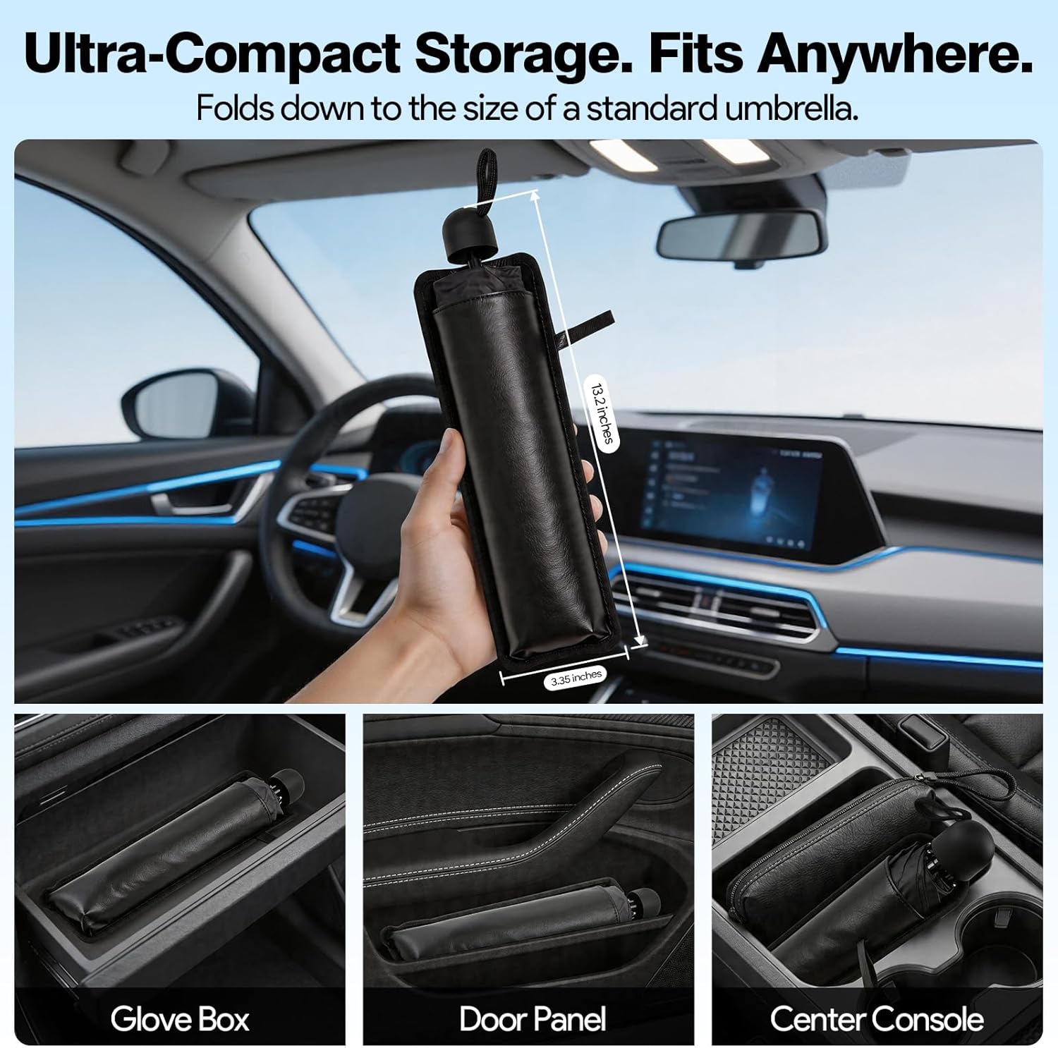 Two Packs [Upgraded] Windshield Sun Shade Umbrella - [Vinyl Coating Heat Shield] Protect Car from Sun Rays & Heat Damage Keep Cool and Protect Interior, Spring Structure Edge Medium 56" L x 31" W, Durable Sun Shade, Shade For Car Window