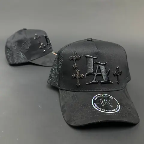 Black Angel Rhinestone Metal Crosses Hats