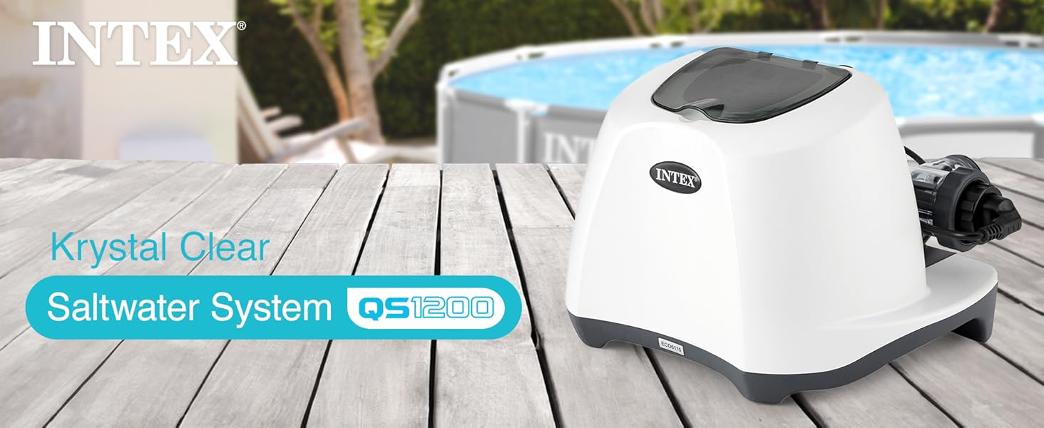 Intex Krystal Clear Saltwater Pool Chlorine System for Above Ground Pools up to 15,000 Gallons, Pool Cleaner with Automatic Timer and Self Cleaning