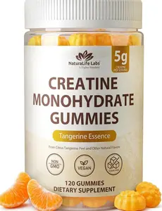 NaturaLife Labs Creatine Monohydrate Gummies - 5g per Serving - Tangerine Flavor - 120 Gummies - Gluten-Free, Non-GMO, Vegan, Sugar Free