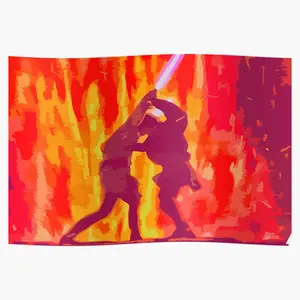 Anakin And Obi-Wan's Duel Poster - Epic and Dramatic Art Depicting the Iconic Duel Between Anakin and Obi-Wan from Star Wars