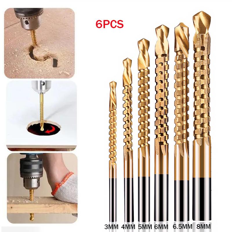 2-in-1 HSS Titanium Coated Drill & Saw Bit Set, Drill and Saw Combo Twist Drill Bit Set for Electric Drills,Complete Sizes 3-8mm for Wood, Metal, Plastic, Metal Wood Hole