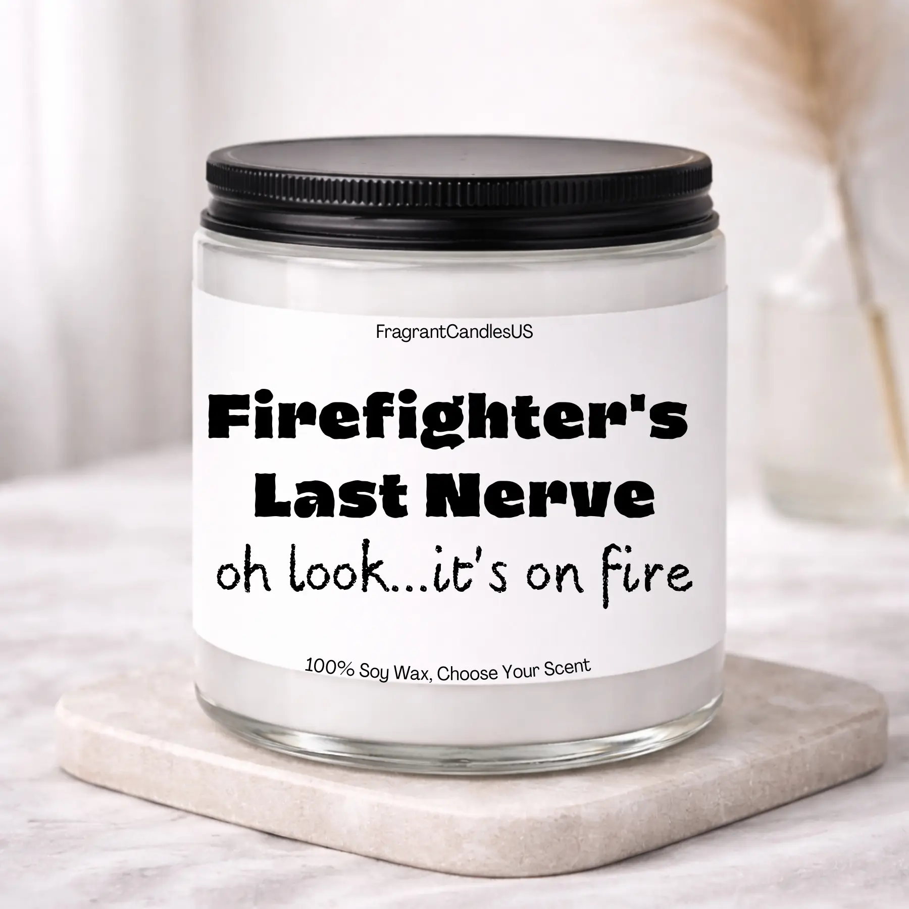 Firefighter Last Nerve Candle Gift, Funny Firefighter Appreciation Gift, Fireman Humor Candle for Retirement Birthday Christmas, First Responder Gift Idea, Fire Department Decor, Novelty Soy Candle for EMT Fire Rescue Graduation Promotion