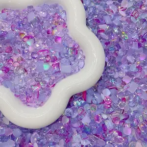 Pink&Purple Transparent K9 Crystal Pointed Back Unfoiled Nail Art Charms Phone Case DIY Decoration Jewelry Making Sparkling Cloth Accessories