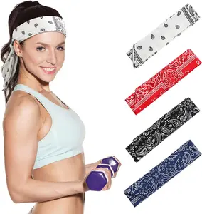 4 PCS Tie Headbands for Men Women Sports Hair Band Camo Headbands Elastic Sweat Wicking Karate Adjustable Non Slip Hairband for Yoga Workout Running
