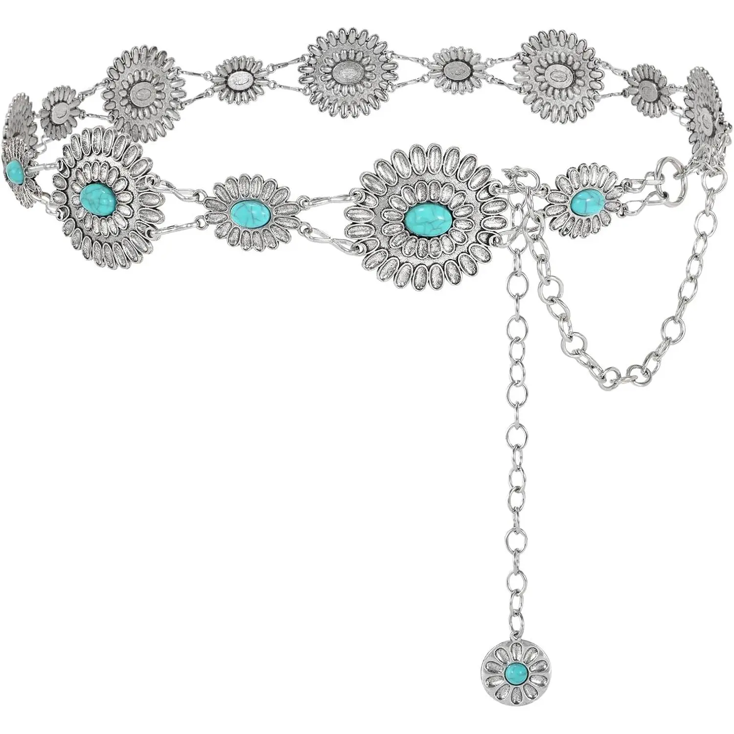 Women Western Metal Chain Belt Cowgirl Waist Chain Belt for 