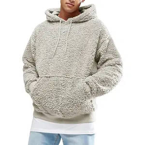 Runcati Mens Fuzzy Sherpa Pullover Hoodie Sweatshirts Long Sleeve Sport Front Pocket Military Fall Outwear Winter Hooded