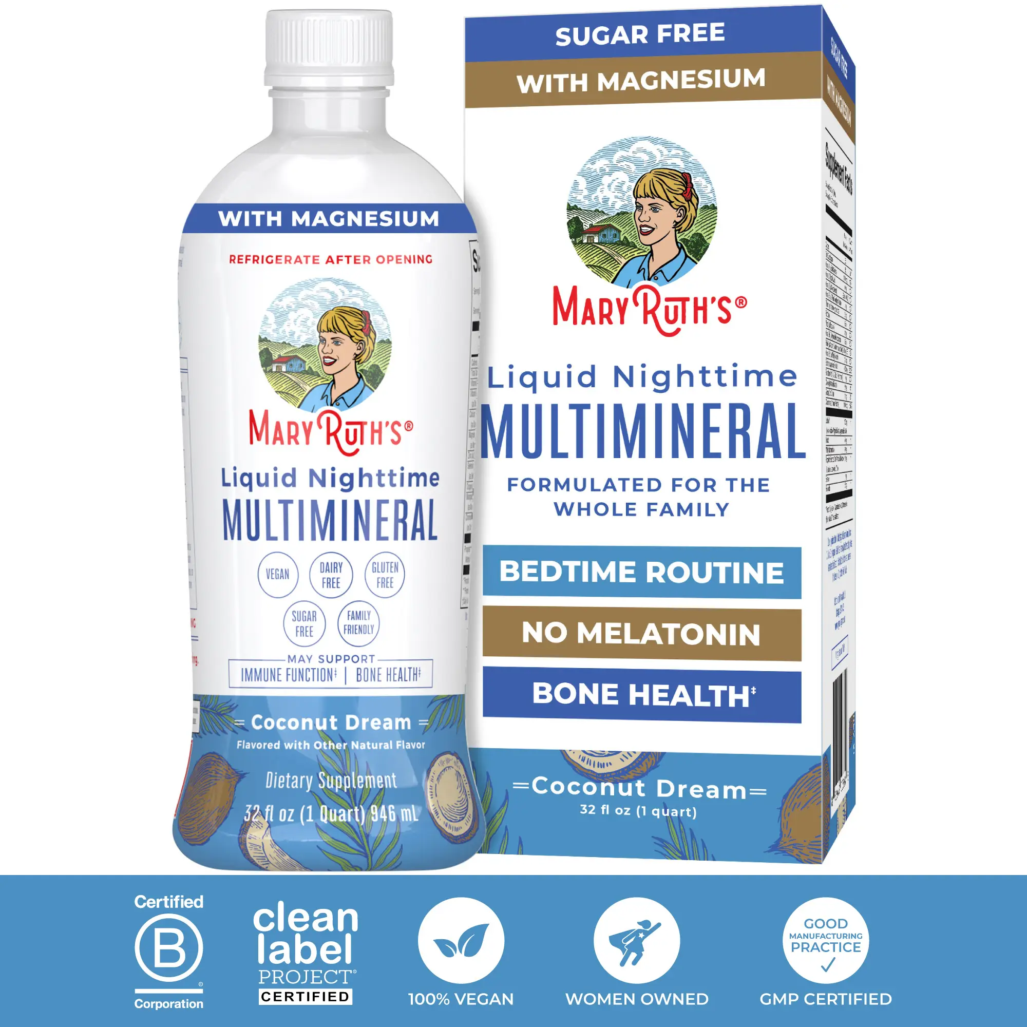 MaryRuth's Liquid Nighttime Multimineral - NO Melatonin - Bedtime Routine - Magn...
