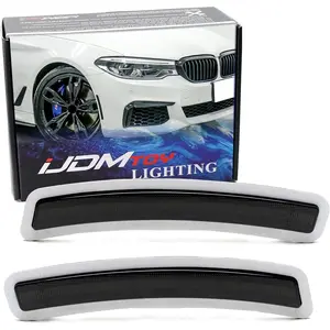 Euro Black-Out Smoked Front Bumper Side Marker Reflex Lens Compatible With BMW 2019-2022 G20 3 Series 320i 330i 340i M340i, Replace OEM Amber Reflectors