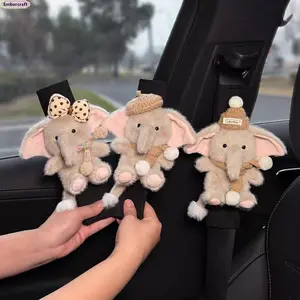 Elephant Plush Seat Belt Shoulder Pad, Cute Kawaii Car Accessory for Girls & Women, Soft Car Belt Cover for Comfortable Driving, Road Trips & Aesthetic Car Decor