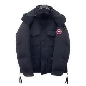 RDLT— Canada Goose Black Logo Patch Hooded Down Jacket Size L