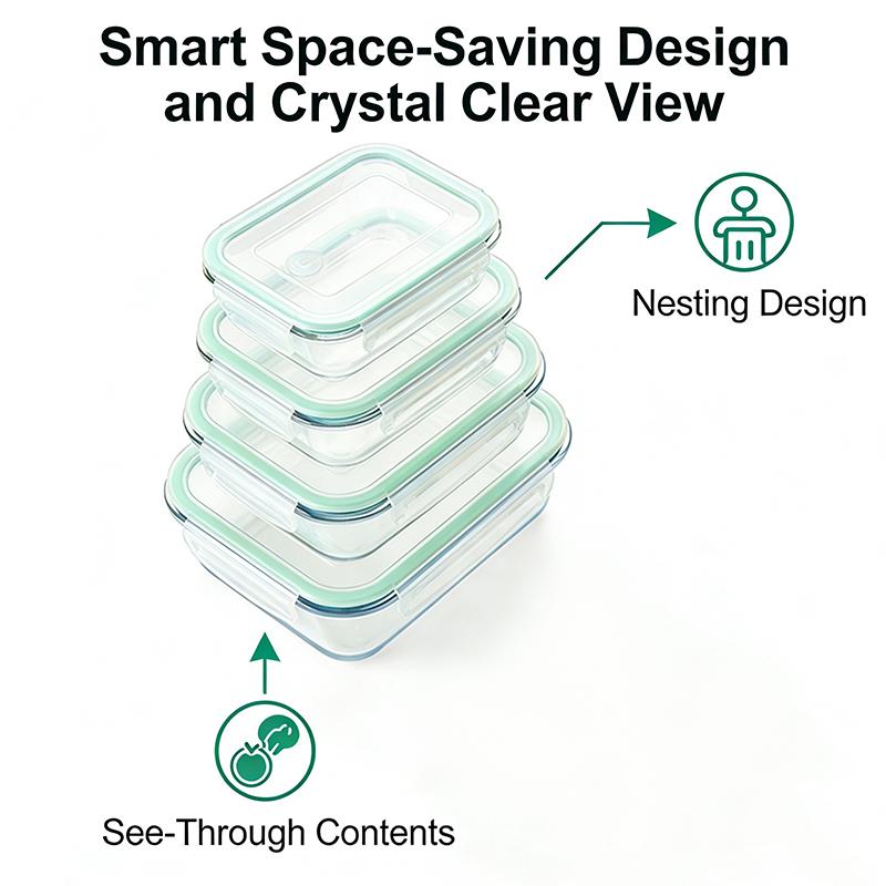 4-8-10 Pack Glass Meal Prep Containers - Oven to Fridge Safe, BPA Free & Leakproof Square Lunch Boxes, Stackable, Dishwasher Safe with 4 Bowls 4 Lids