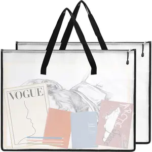 2 Pack 18.5x24.8 Inches Art Portfolio Case, Portfolio Folder for Artwork, Posters Storage Bag with Zipper and Handle Mesh Folder Organizers for Poster, Scrapbook, Keepsake and Bulletin Board