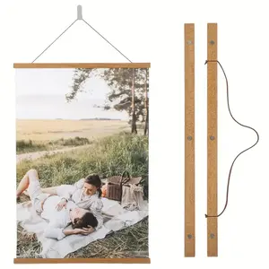 Wooden Magnetic Photo Frame, 1 Count Vintage Style Photo Holder, Wall Art Home Decor for Poster, Photo, Painting, Scroll Painting Display