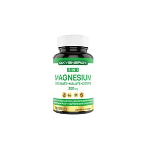 Oxyenergy Magnesium Vitamin Dietary Supplement, High Absorption Edible Healthcare Brain Booster for Cognition, Muscle Support, 90 Capsules/Bottle Fitness Supplement