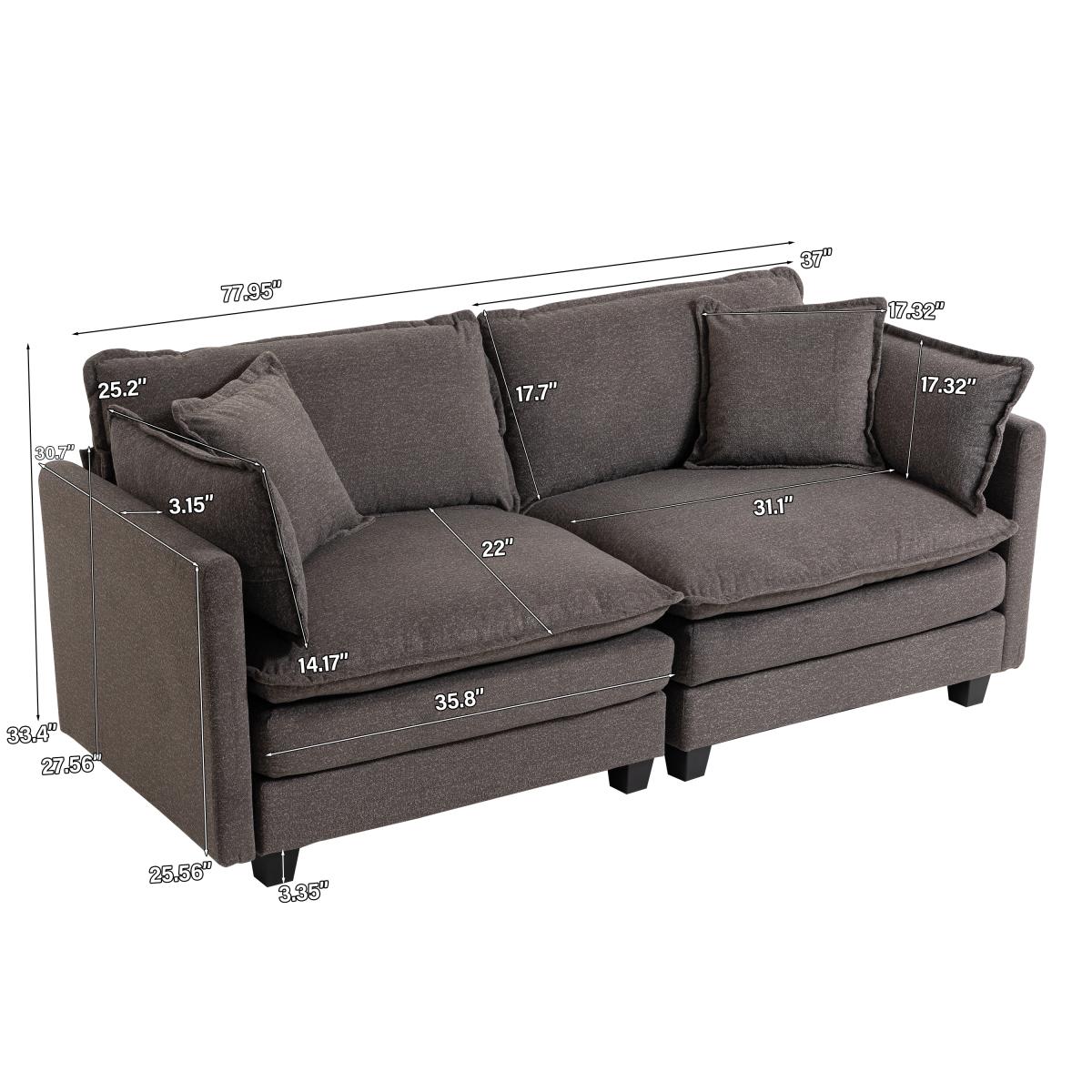 Super Sectional Sofa Couch Sleeper Sofa with Chaise Lounge 77.95 Inch 2 Seat Upholstered Sofa with Waist Pillows Modern Small Space Living Room Furniture for Apartment Guest Room Lounge in 3 Colors Comfy Seating Super Sectional Sofa Couch Sleeper Sofa with Chaise Lounge 77.95 Inch 2 Seat Upholstered Sofa with Waist Pillows Modern Small Space Living Room Furniture for Apartment Guest Room Lounge in 3 Colors Comfy Seating