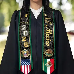 Mexican American Graduation Stole Class of 2026, Mexico USA Flag Grad Sash, Latino Graduation Stole, Hispanic Graduate Gift 2026