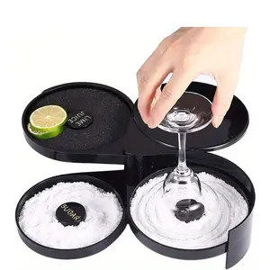 1pc 3-layer Bar Glass Rimmer For Margarita And Cocktail, Bartender Tool, Salt Box Spice Container