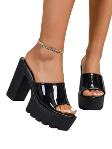 Women's Fashion High Heeled Sandals, Slip-On Toe Thong, Sizes 36-43, Colors, 11.5cm Heel Height, Classy Elegant Style, Rubber